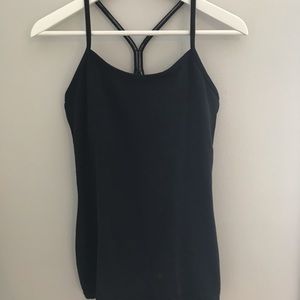 Lulu lemon Power Y black tank with bra.